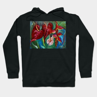 Anthurium and Heliconia Hoodie